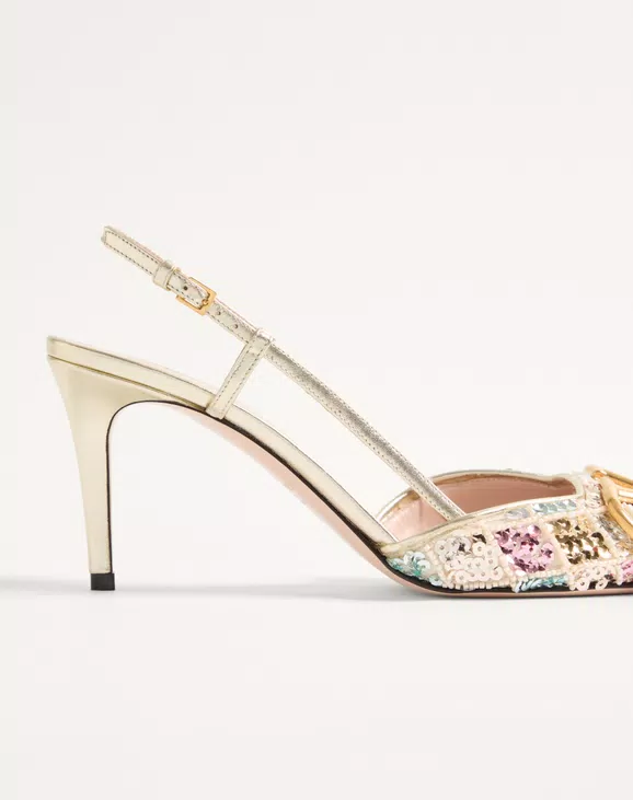 Valentino VLogo Signature Slingback Décolleté With Rhombelle Embroidery 80Mm - Image 2